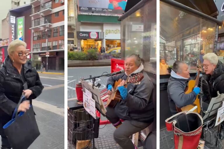 El emotivo momento en que Carmen Barbieri cantó con una artista en la calle: mirá el video