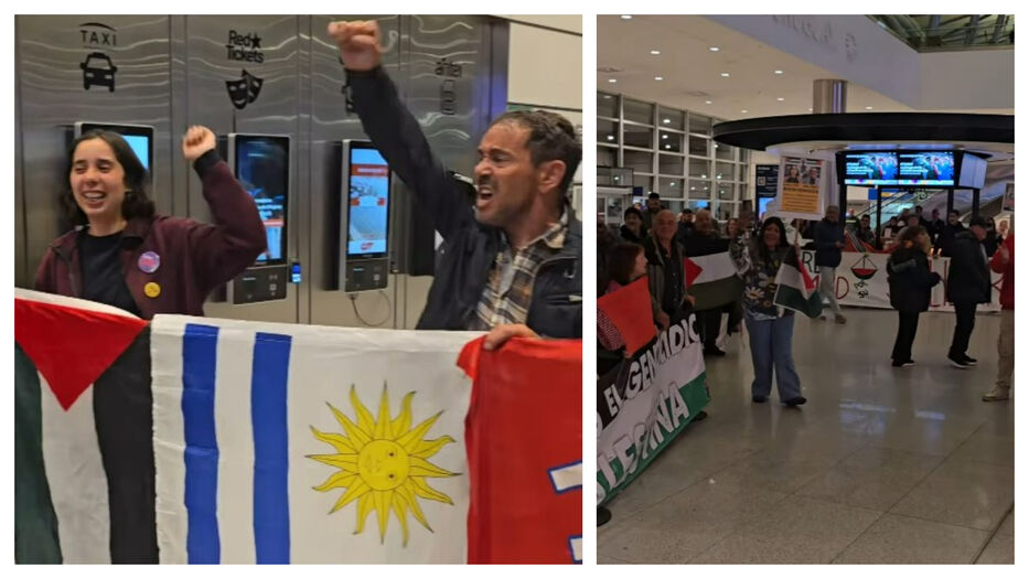 Dos uruguayos de Flotilla Global Sumud regresaron: así fueron recibidos en el aeropuerto