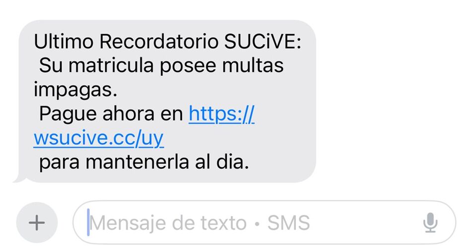 Sucive: el mensaje trucho que llega a celulares para pagar supuestas multas atrasadas