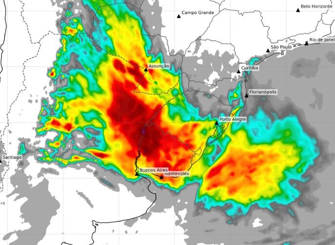 “Muy alto riesgo de severidad”: alertan a Uruguay por tormentas y vendavales por seis días