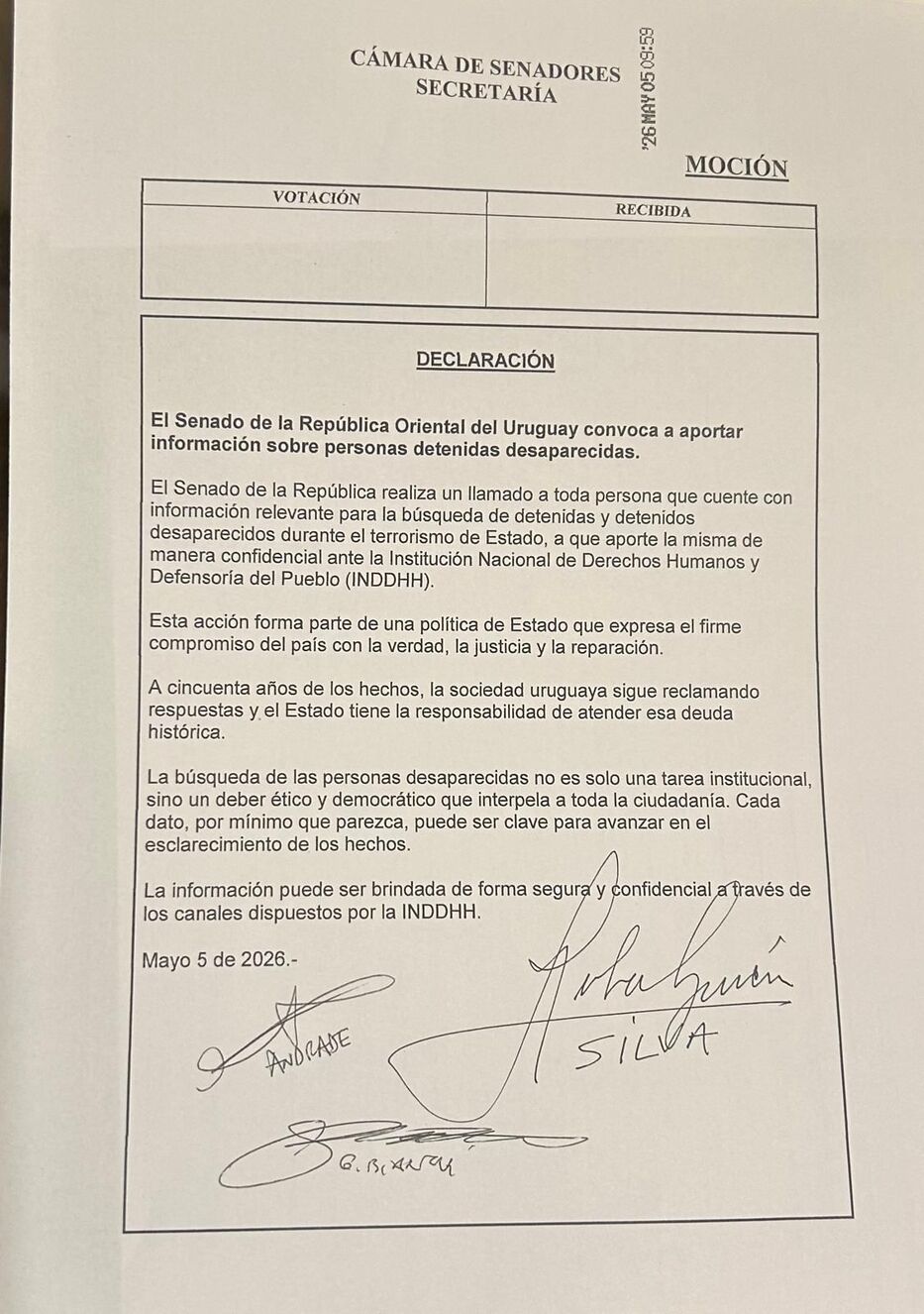 Declaración del Frente Amplio.