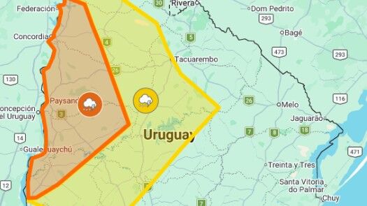 Tormenta fuerte, granizo y viento: alerta naranja de Inumet y las localidades afectadas