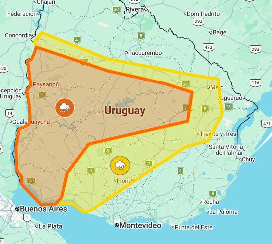 Tormenta fuerte, granizo y viento: alerta naranja de Inumet y las localidades afectadas