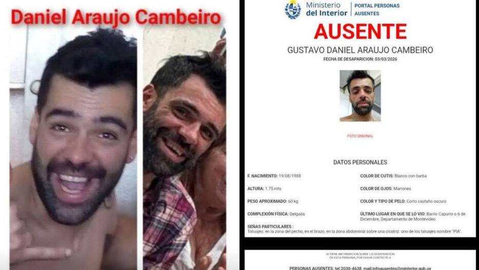 Buscan a hombre de 37 años que lleva desaparecido desde principios de marzo en Montevideo