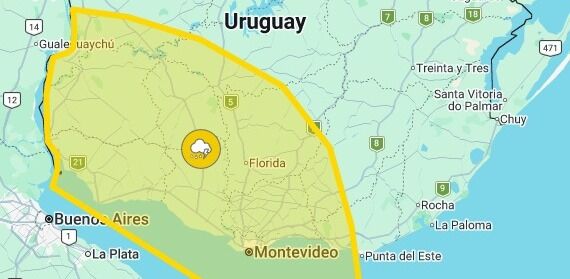 Llegó el frente frío: Inumet emitió alerta amarilla por tormentas, que afecta a Montevideo