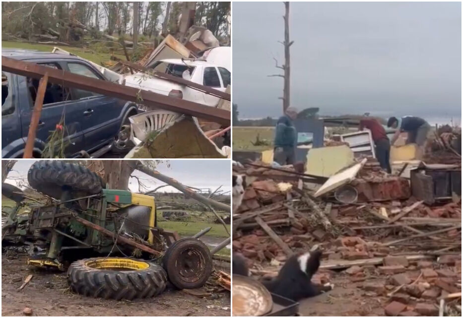 Tornado en Las Flores: impactante rescate de una familia tras destrucción de su casa