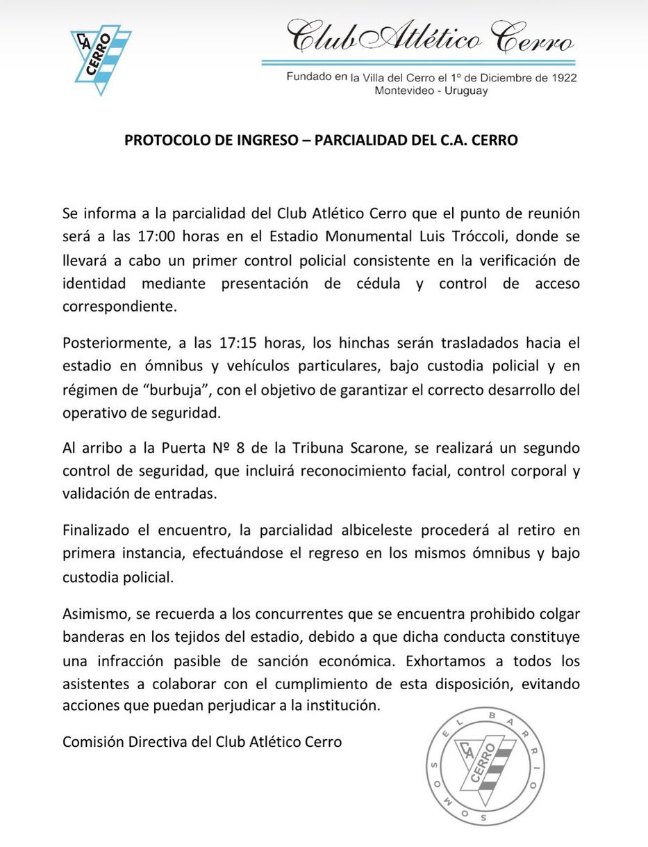 Comunicado Cerro