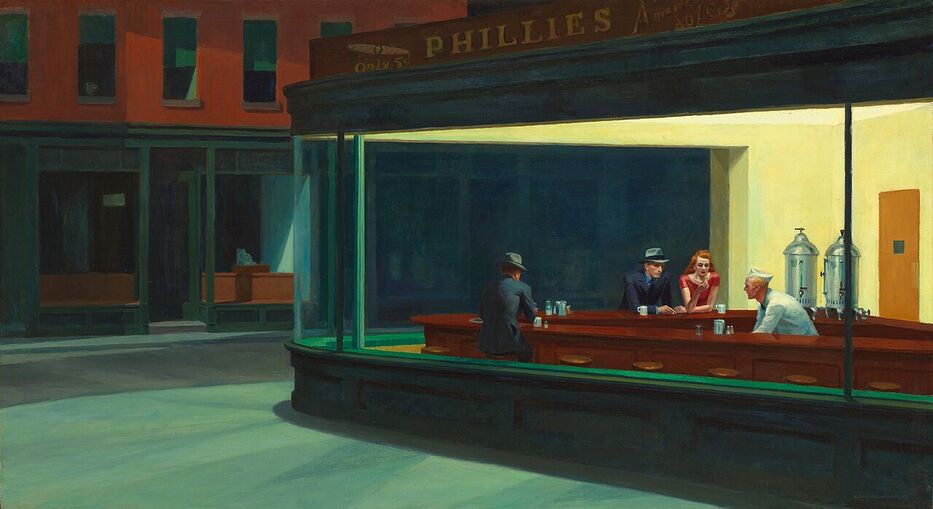Pintura Los noctámbulos de Edward Hopper. Foto: Amazon