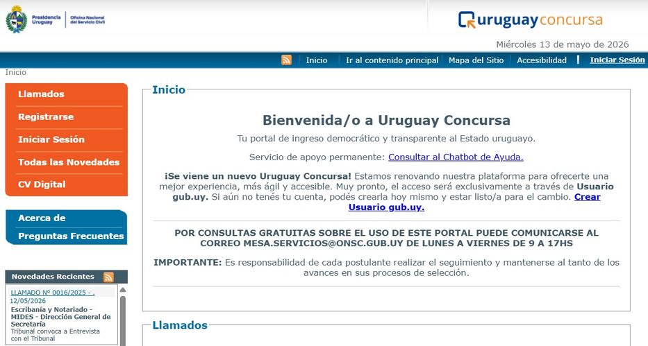 Uruguay Concursa anuncia cambios en la web de llamados laborales: qué se sabe hasta ahora