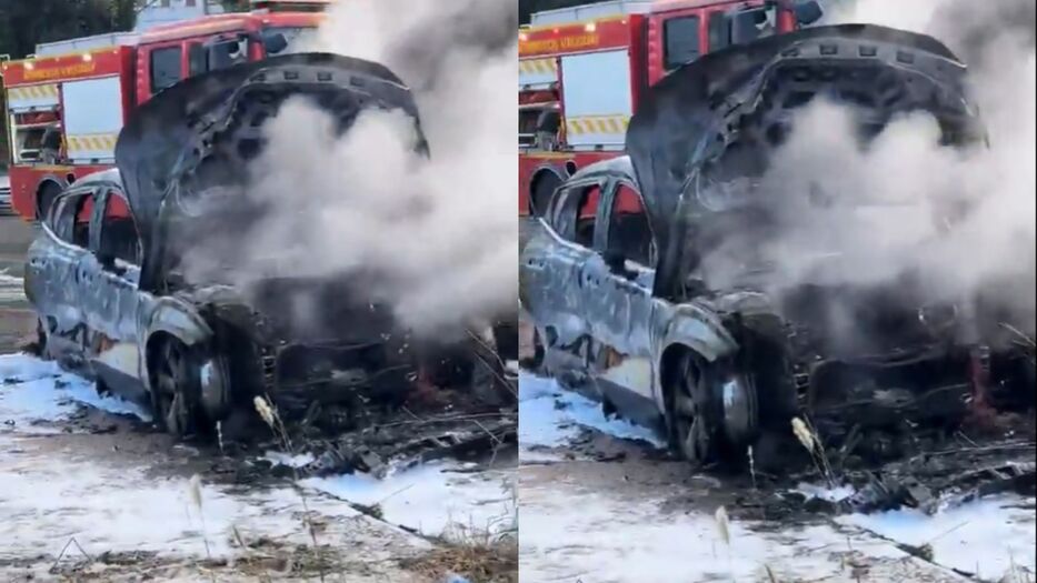 “Apenas me dio para bajar”: auto eléctrico se incendió en una esquina de Buceo