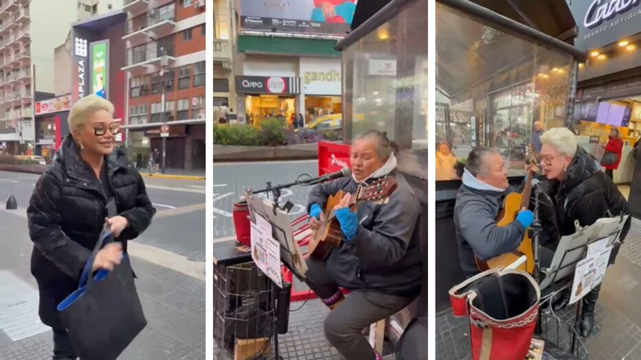 El emotivo momento en que Carmen Barbieri cantó con una artista en la calle: mirá el video