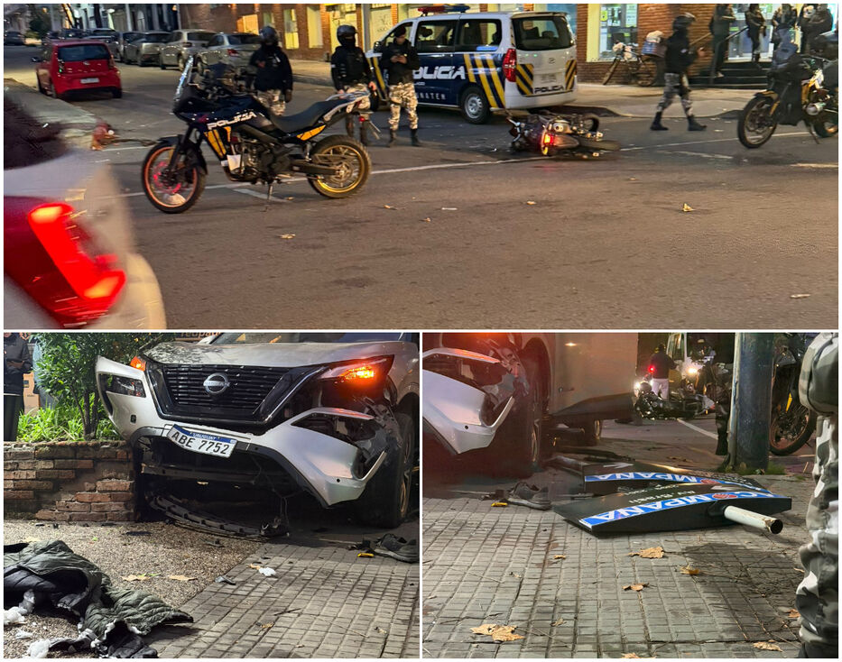 Tremendo impacto: chocó una moto, perdió el control y se incrustó en comercio de Pocitos