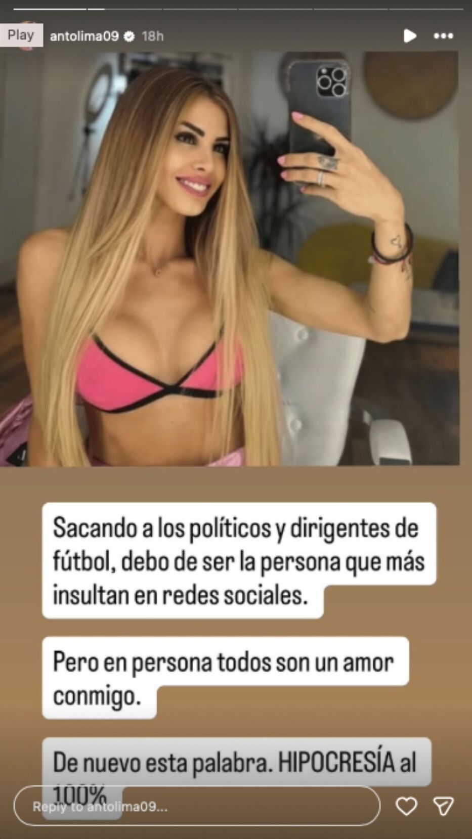 Foto: Historias de Instagram/ @antolima09