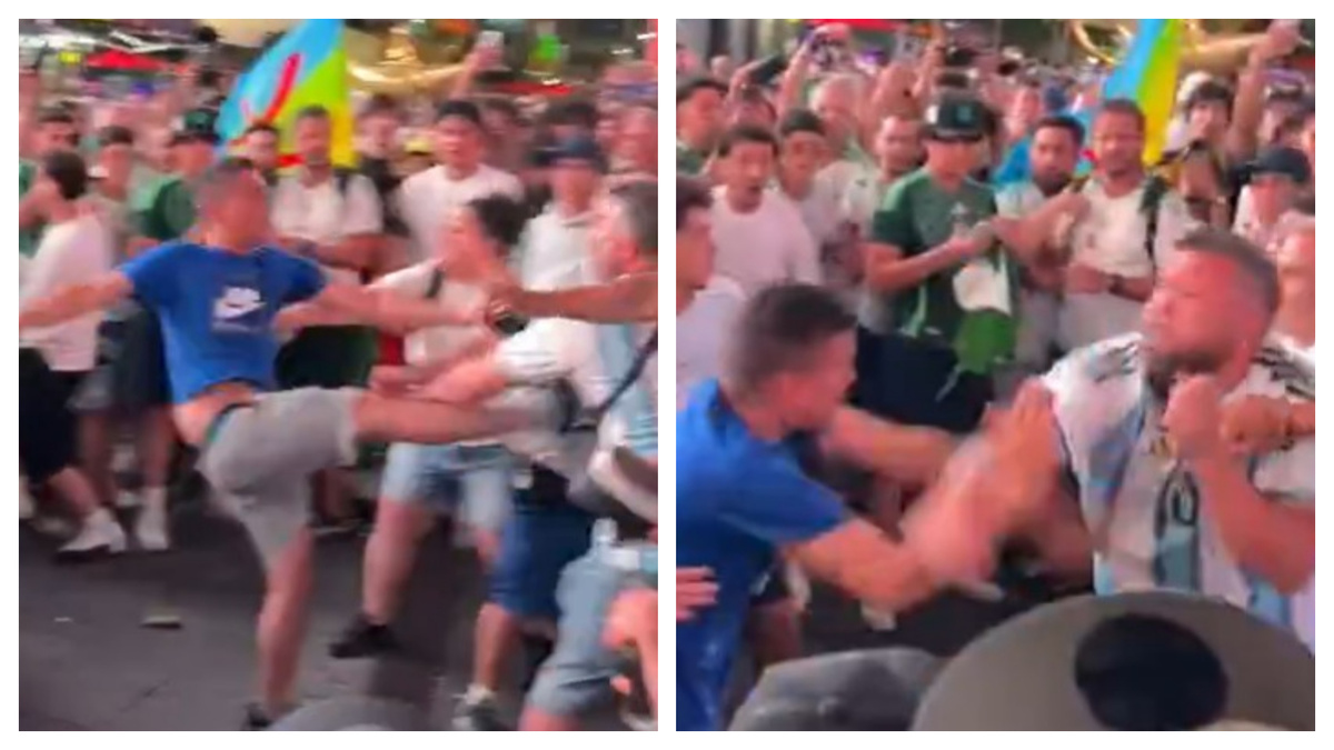Hinchas argentinos y de Argelia terminaron a las piñas en Times Square: las imágenes