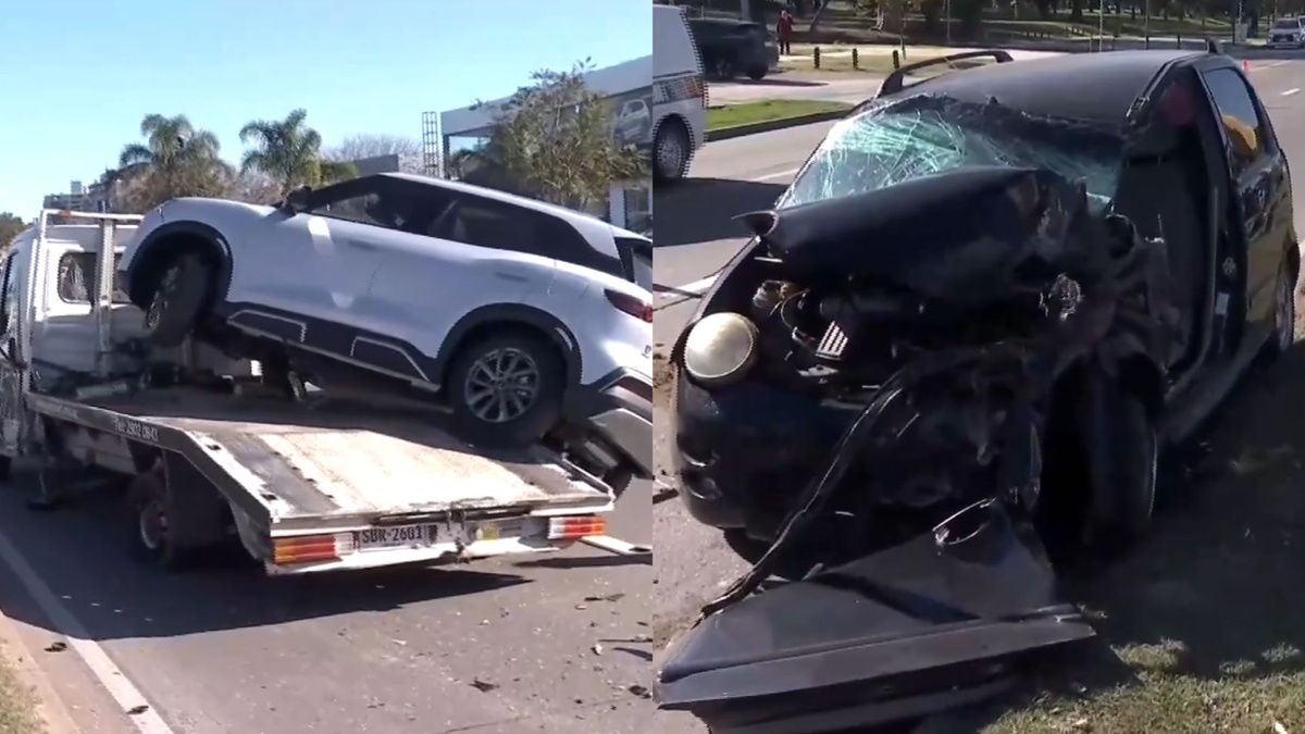 Circulaba por avenida Italia, subió al cantero, cruzó de senda y chocó contra un auto 0 km