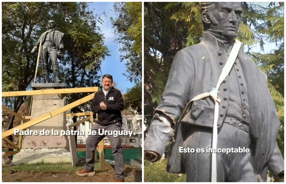“Inaceptable”: gobernador de Santiago de Chile repudia vandalización de estatua de Artigas