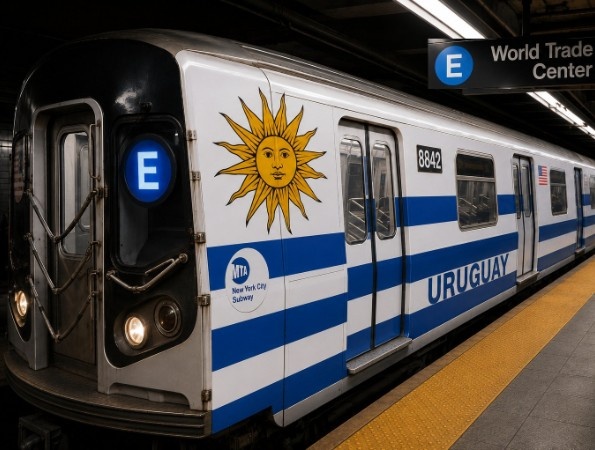 Desde el Cerro a Times Square: metro de Nueva York ploteó un tren con bandera de Uruguay