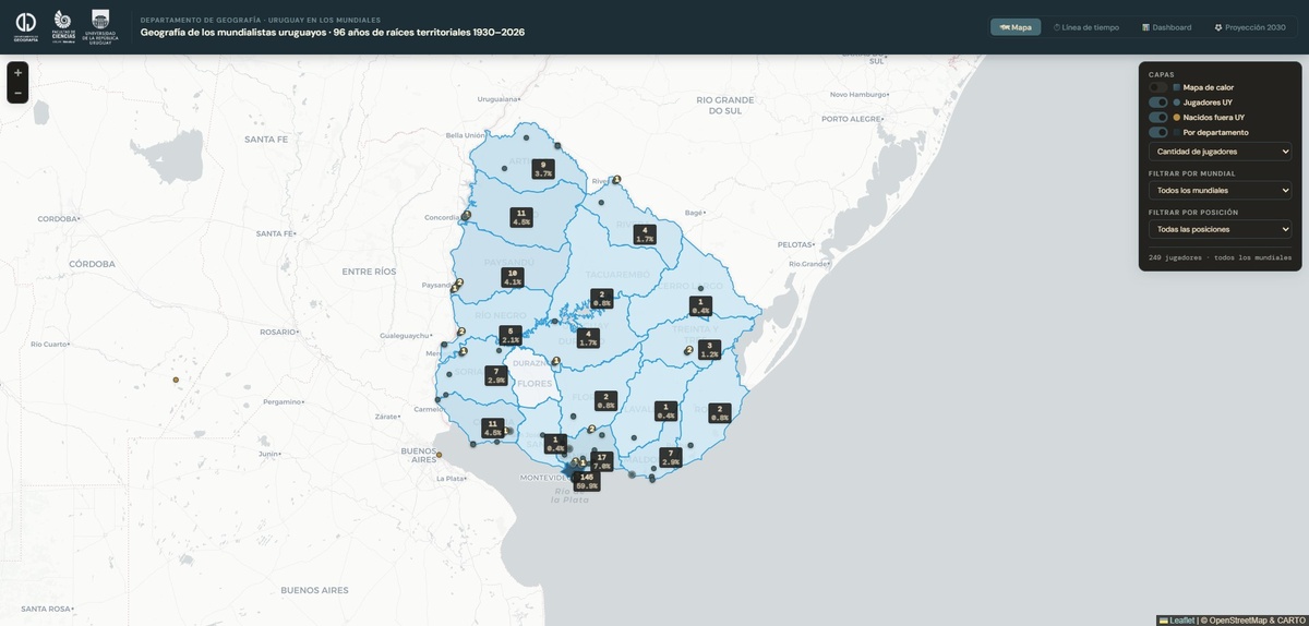 Udelar creó mapa interactivo sobre “geografía de los mundialistas uruguayos”: de qué trata