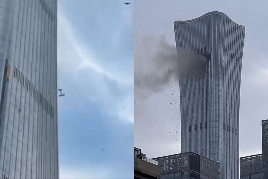 Avioneta se estrelló contra el edificio más alto de Pekín; todo quedó registrado en video