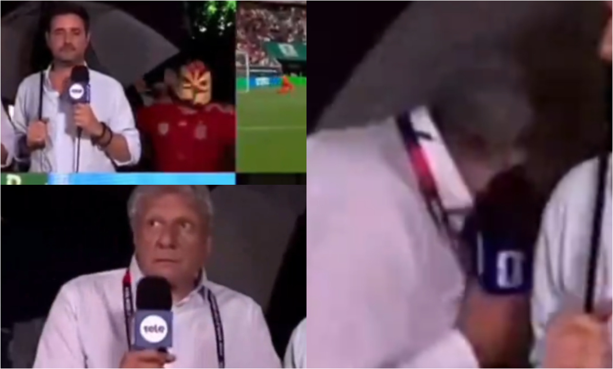 Alberto Kesman a los codazos con un hincha que se burló de Uruguay por quedar afuera