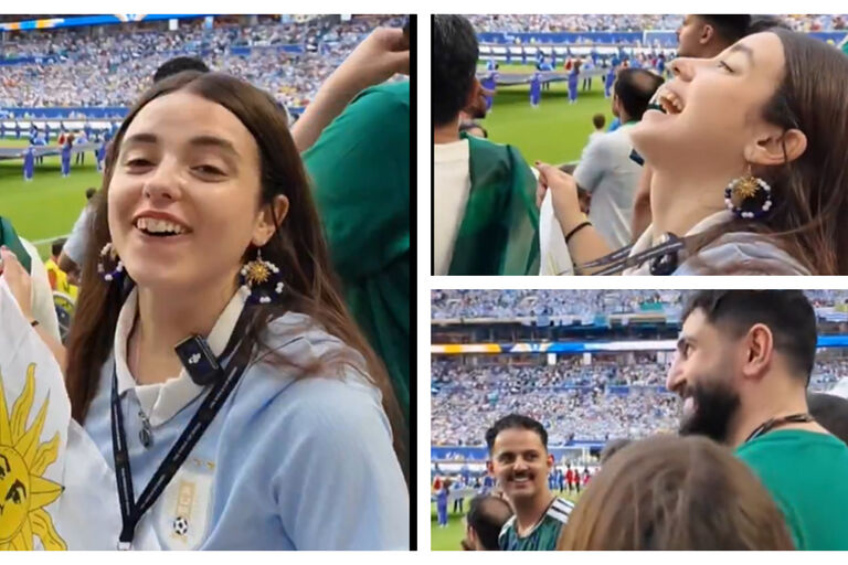 La youtuber Alaska cantó a todo pulmón el himno uruguayo y causó la risa de hinchas árabes