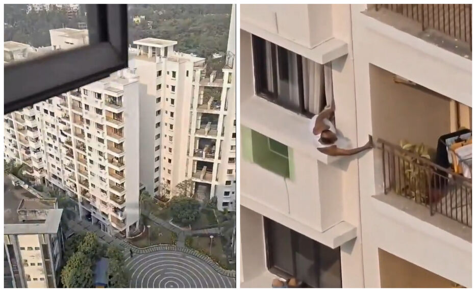 Chusma extremo: hombre arriesgó su vida para espiar con su celular a los vecinos