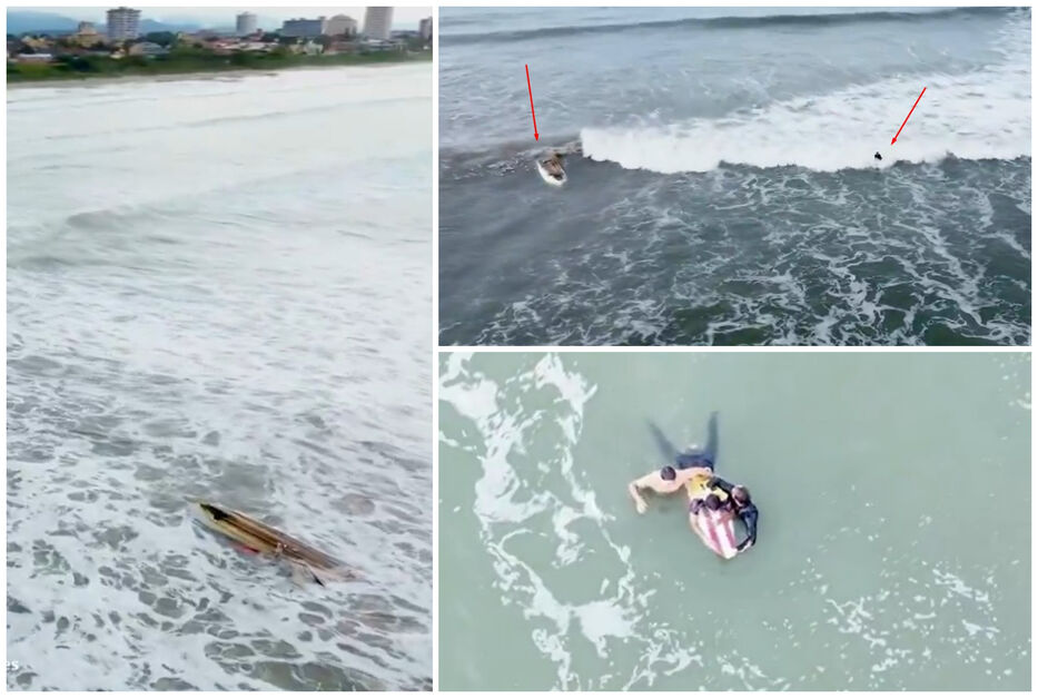 Esto es cine: pescadores naufragaron, un surfista los salvó y un dron lo grabó todo
