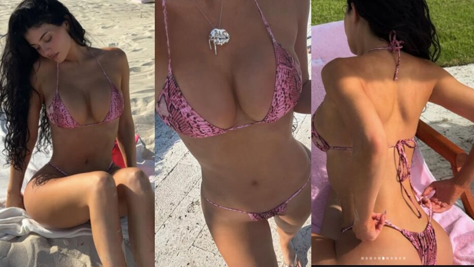 Al natural desde el Caribe: Kylie Jenner encendió las redes con un microbikini llamativo