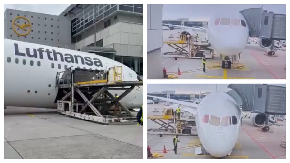 De pico al suelo: así colapsó el tren de aterrizaje de un Boeing 787 todavía estacionado