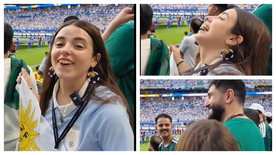 La youtuber Alaska cantó a todo pulmón el himno uruguayo y causó la risa de hinchas árabes