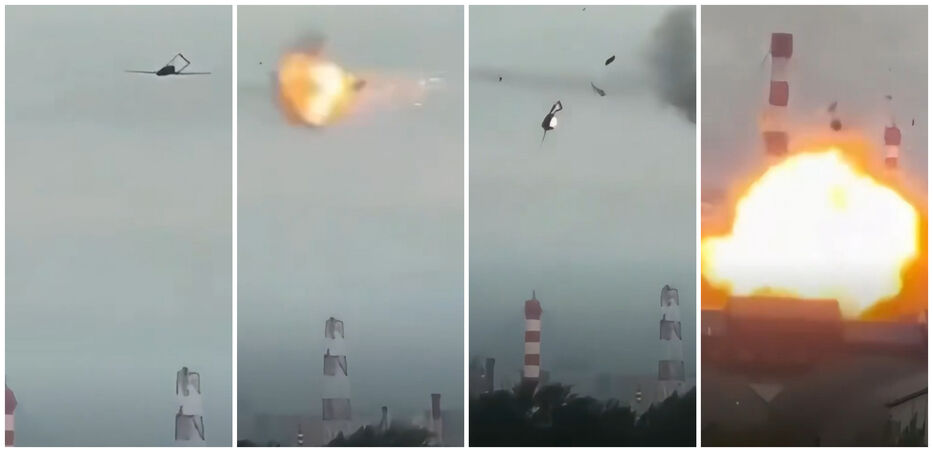 Cámara graba el momento en el que un misil ruso derriba un dron ucraniano