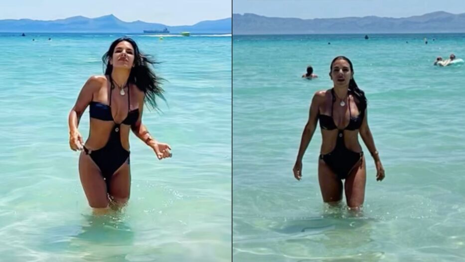 Cátedra de estilo en el mar: Victoria Rodríguez deslumbró con un trikini negro en Mallorca