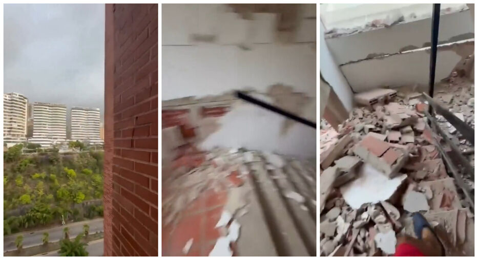“¡Qué locura esta mierda!”: venezolano baja de edificio que se desmorona a su paso