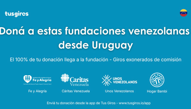 Tus Giros habilita donaciones sin comisión para apoyar a cuatro fundaciones venezolanas
