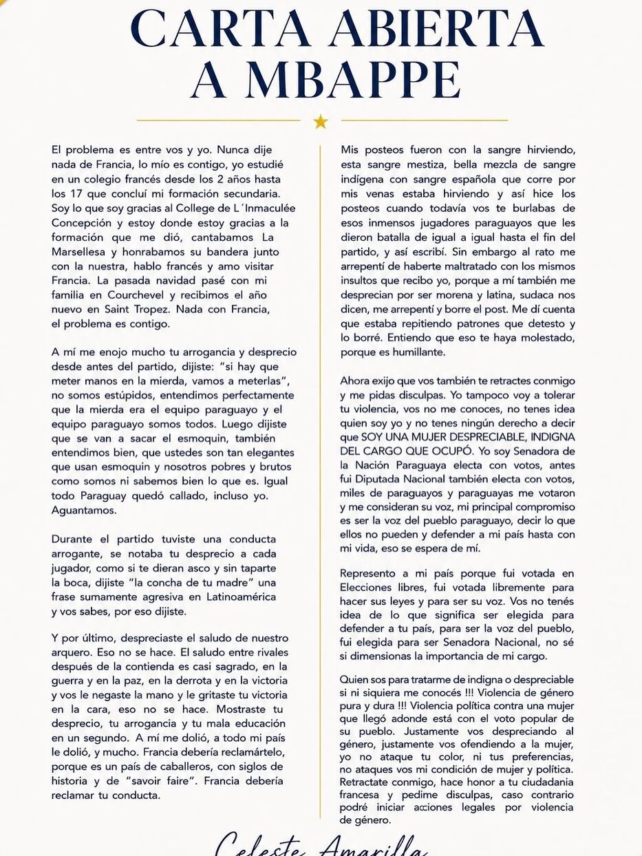 Carta de @celestesenadora