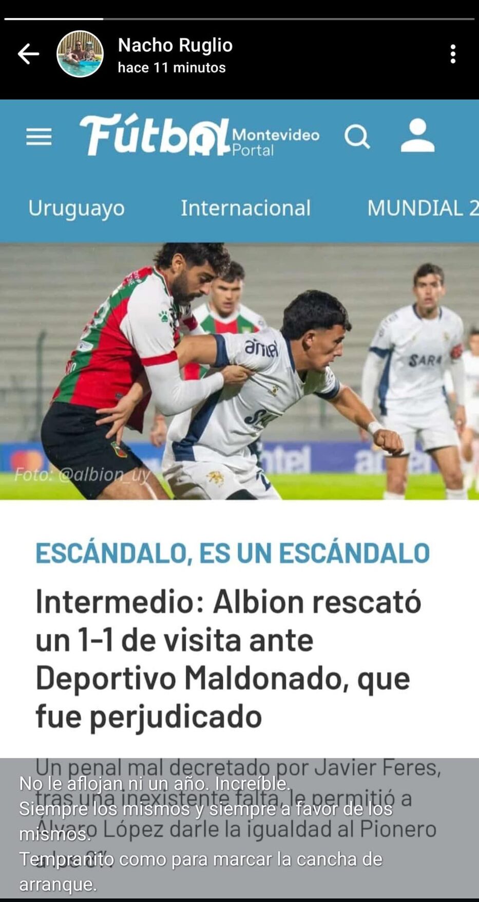 Foto: Estado de WhatsApp de Ignacio Ruglio