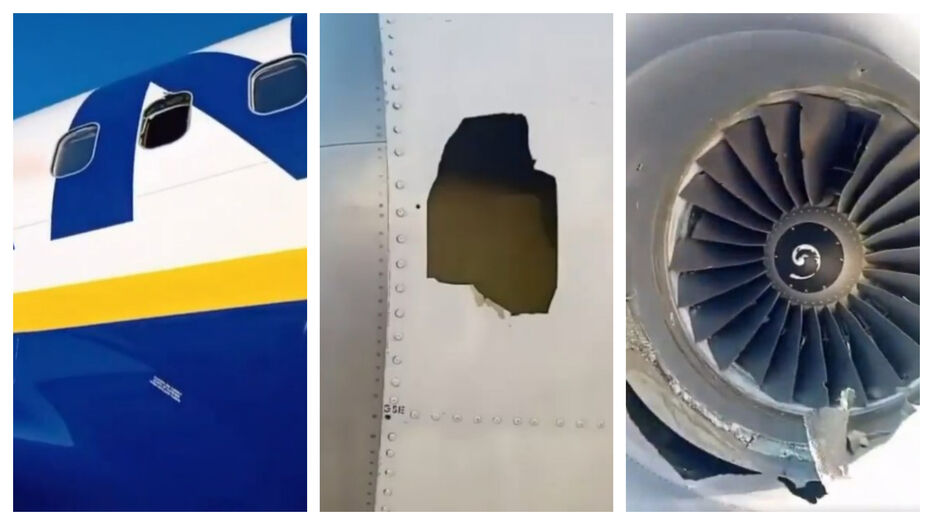 Accidente en vuelo de Ryanair: video muestra las partes del motor que rompieron ventanilla