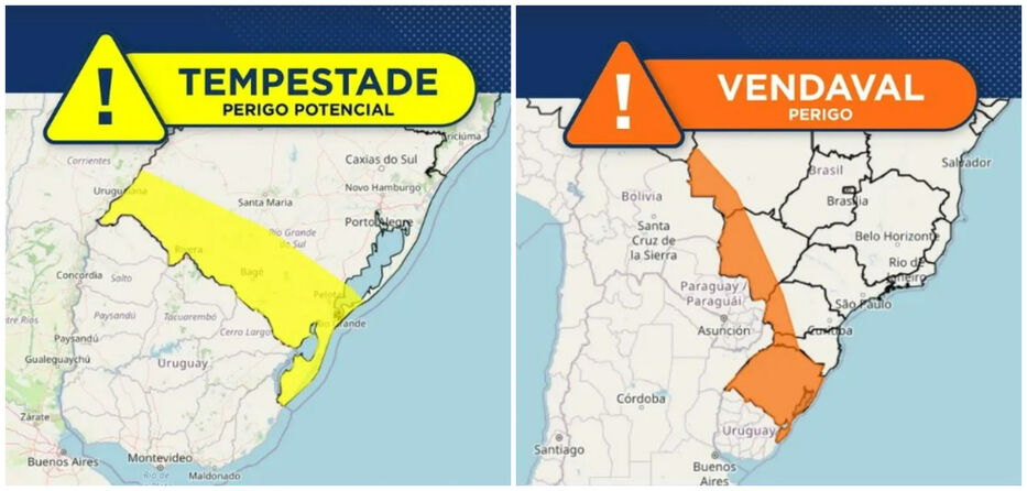Ente oficial brasileño en alerta por “tempestad” y “vendaval” que tocarían Uruguay