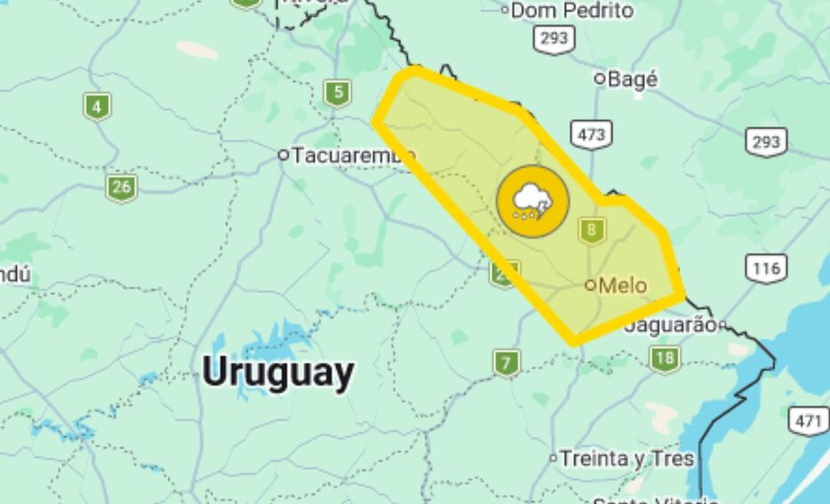 No viene, vuelve: Inumet “reactivó” alerta amarilla, pero solo en dos departamentos