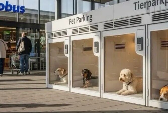 Alemania instala estacionamientos climatizados para perros en supermercados