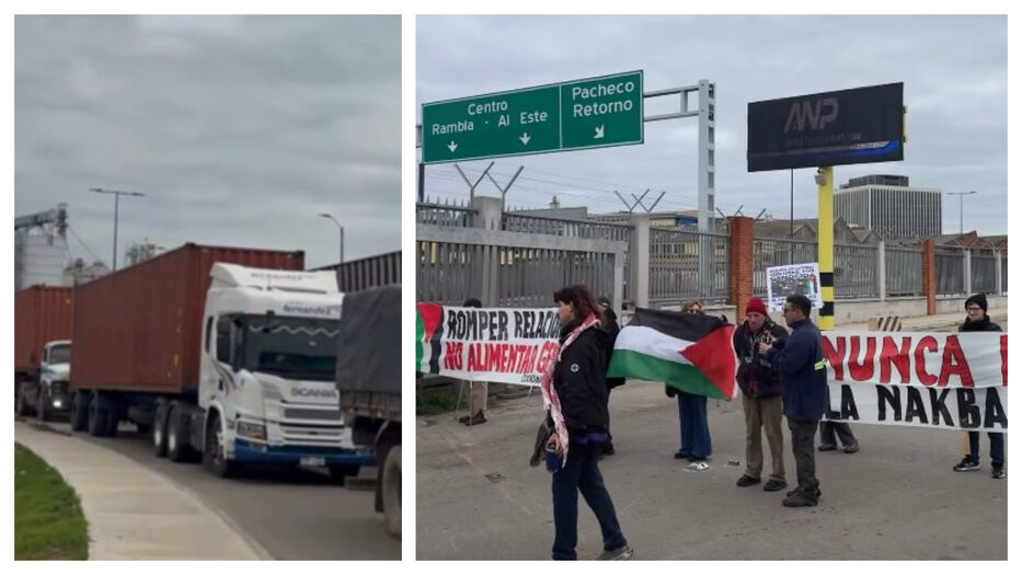 Piquete en el Puerto de Montevideo “trancando los camiones con ganado en pie a Israel”