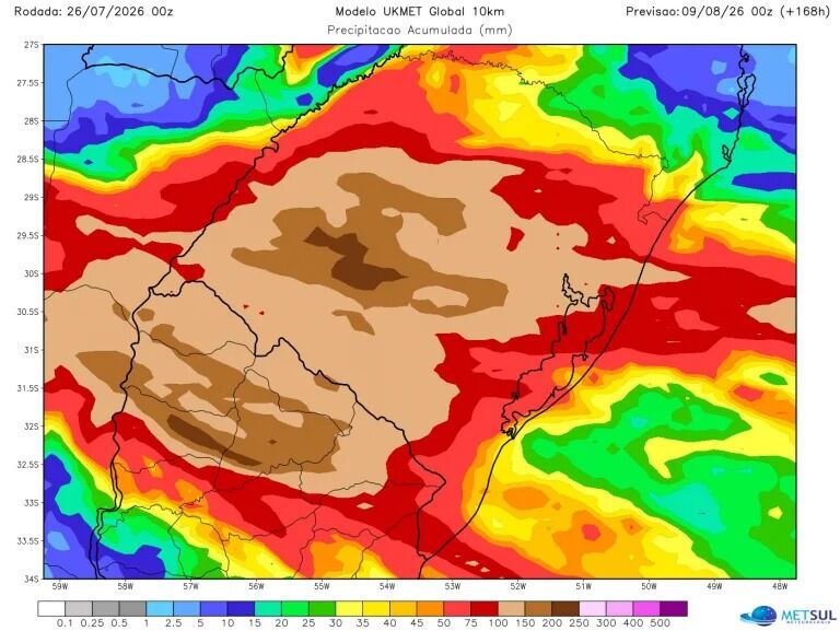 MetSul alertó por dos episodios de “lluvia extrema” en la región: qué se espera