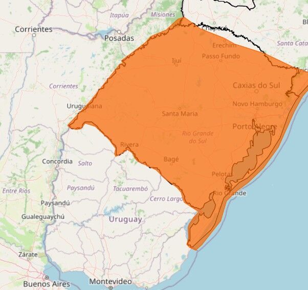 En Brasil emiten alerta por tormentas peligrosas que afectarán 5 departamentos en Uruguay