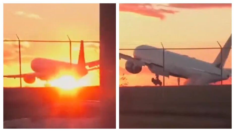 Increíble aterrizaje de un avión de Air Canada en medio de un cambio brusco de viento