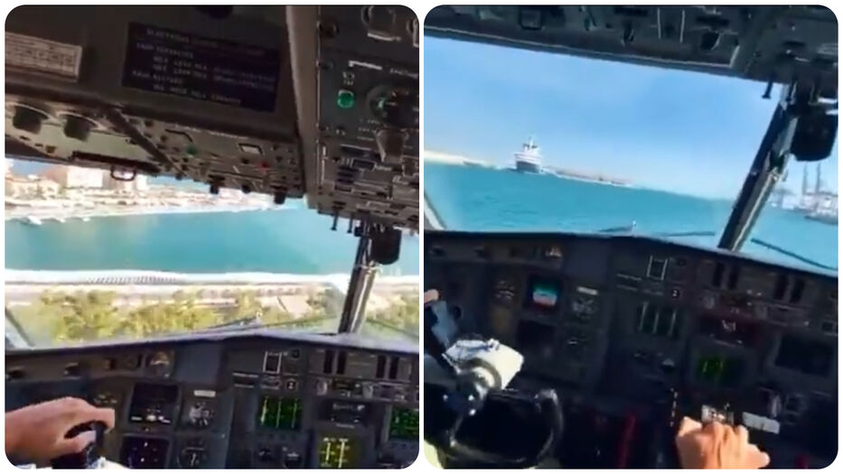 Hizo “sapito”: la intrépida maniobra de un avión en el puerto de Málaga para recargar agua