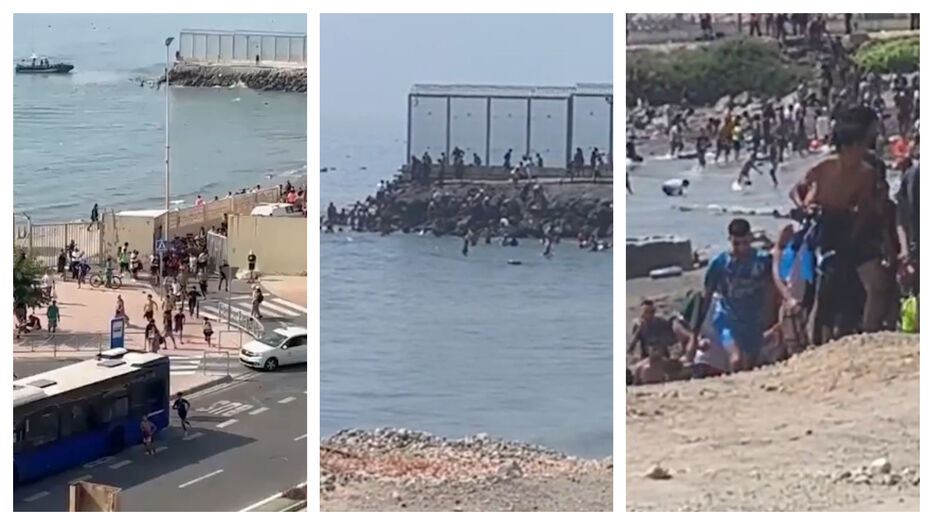 Miles de jóvenes marroquíes cruzan frontera hacia España sin control policial: los videos