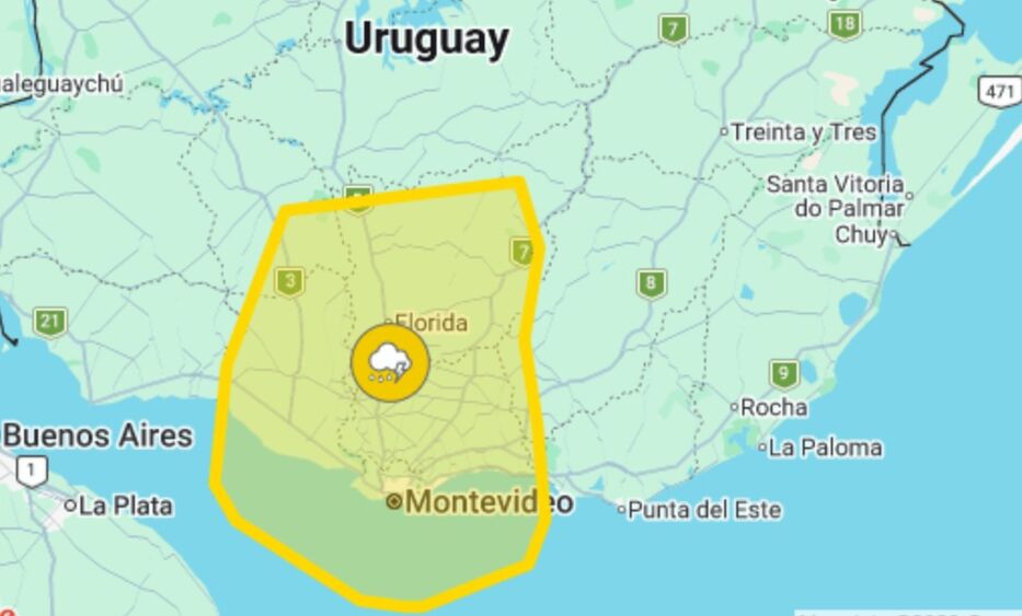 Se vino con ganas: alerta por “tormentas fuertes” en 7 departamentos, incluido Montevideo