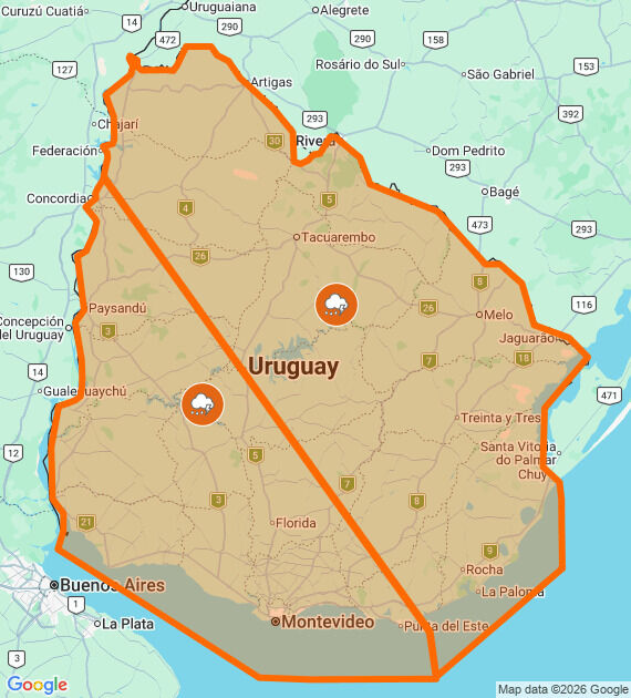 Alerta naranja de Inumet para todo el país: a qué hora comienza en cada departamento
