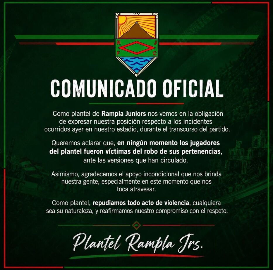 Comunicado plantel Rampla
