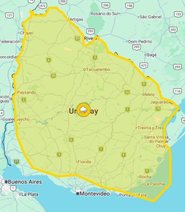 Más de medio país bajo alerta amarilla de Inumet: departamentos afectados por tormentas